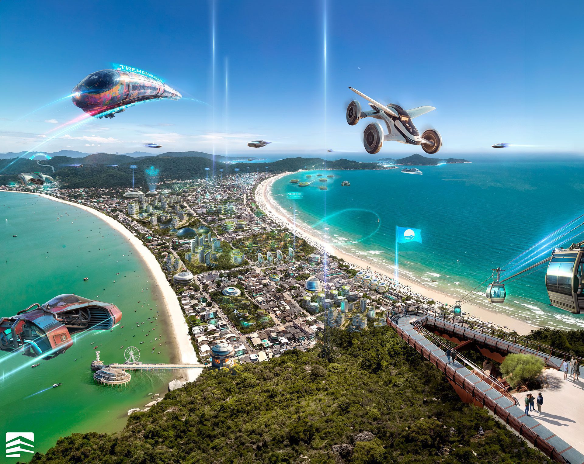 Bombinhas do futuro Uma reimaginacao artistica de como podera ser a cidade em um futuro proximo imagem em alta - Rocccoimob Imobiliária em Bombinhas