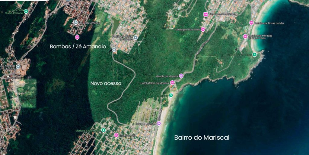 Map explaining the neighborhoods - Roccoimob Real Estate in Bombinhas Map explaining the neighborhoods - Rocccoimob Real Estate in Bombinhas