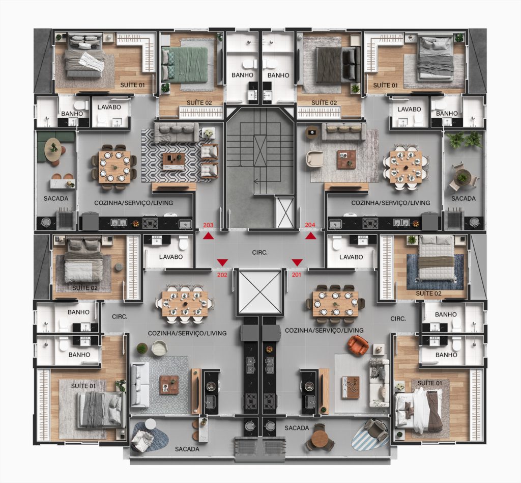 03 Planta humanizada Tipo 2k - Rocccoimob Imobiliária em Bombinhas