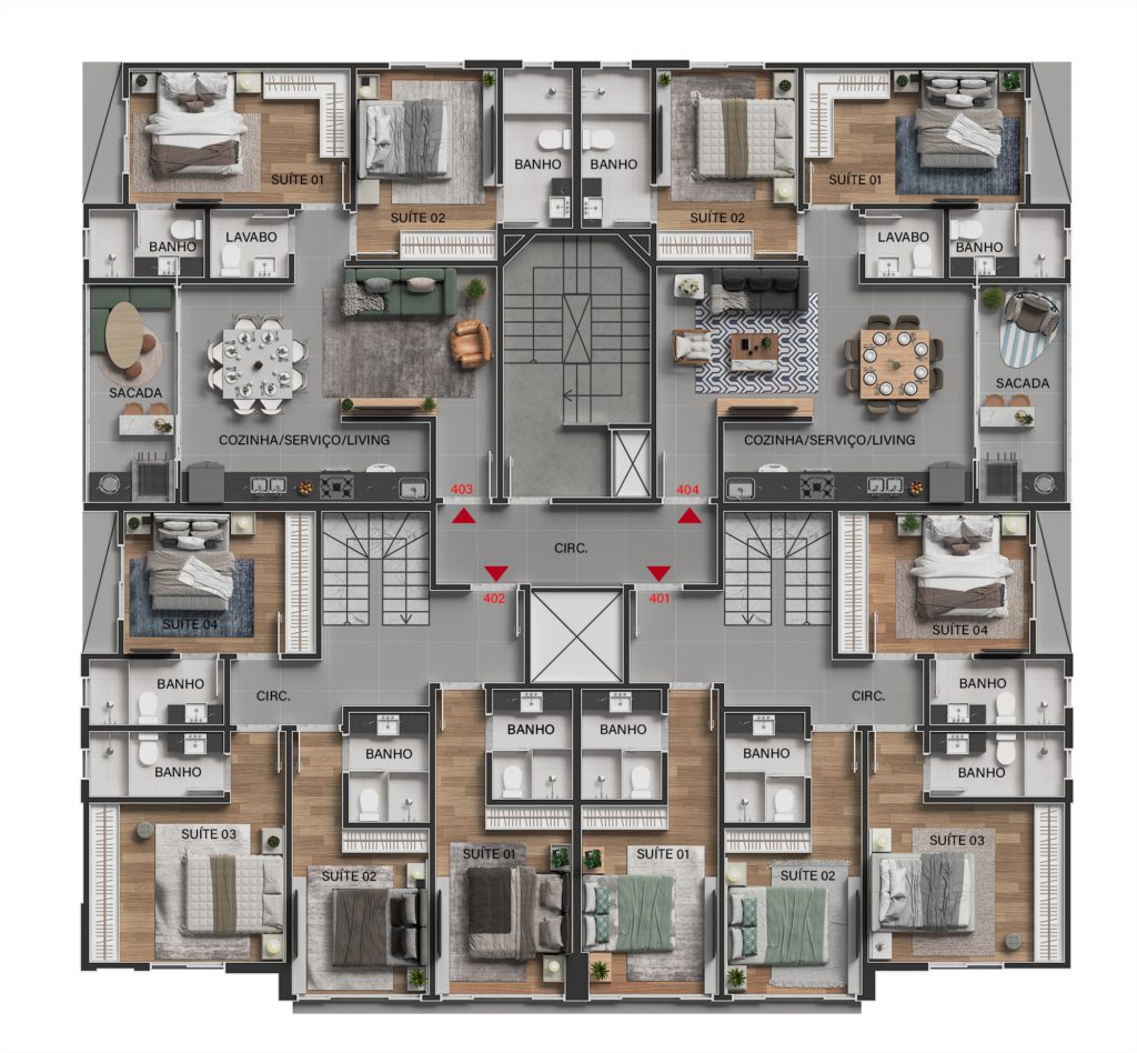 04 Planta humanizada Duplex inferior 2k - Rocccoimob Imobiliária em Bombinhas