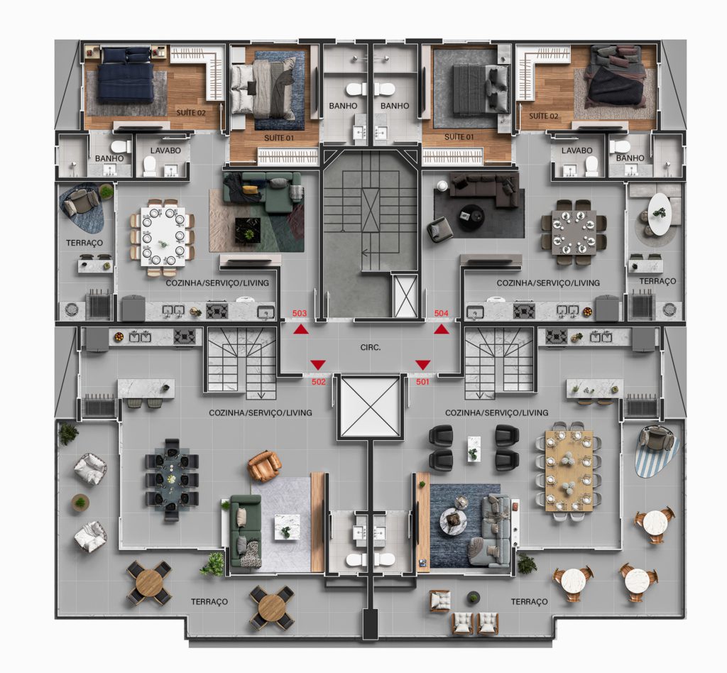 05 Planta humanizada Duplex superior Cobertura 2k - Rocccoimob Imobiliária em Bombinhas