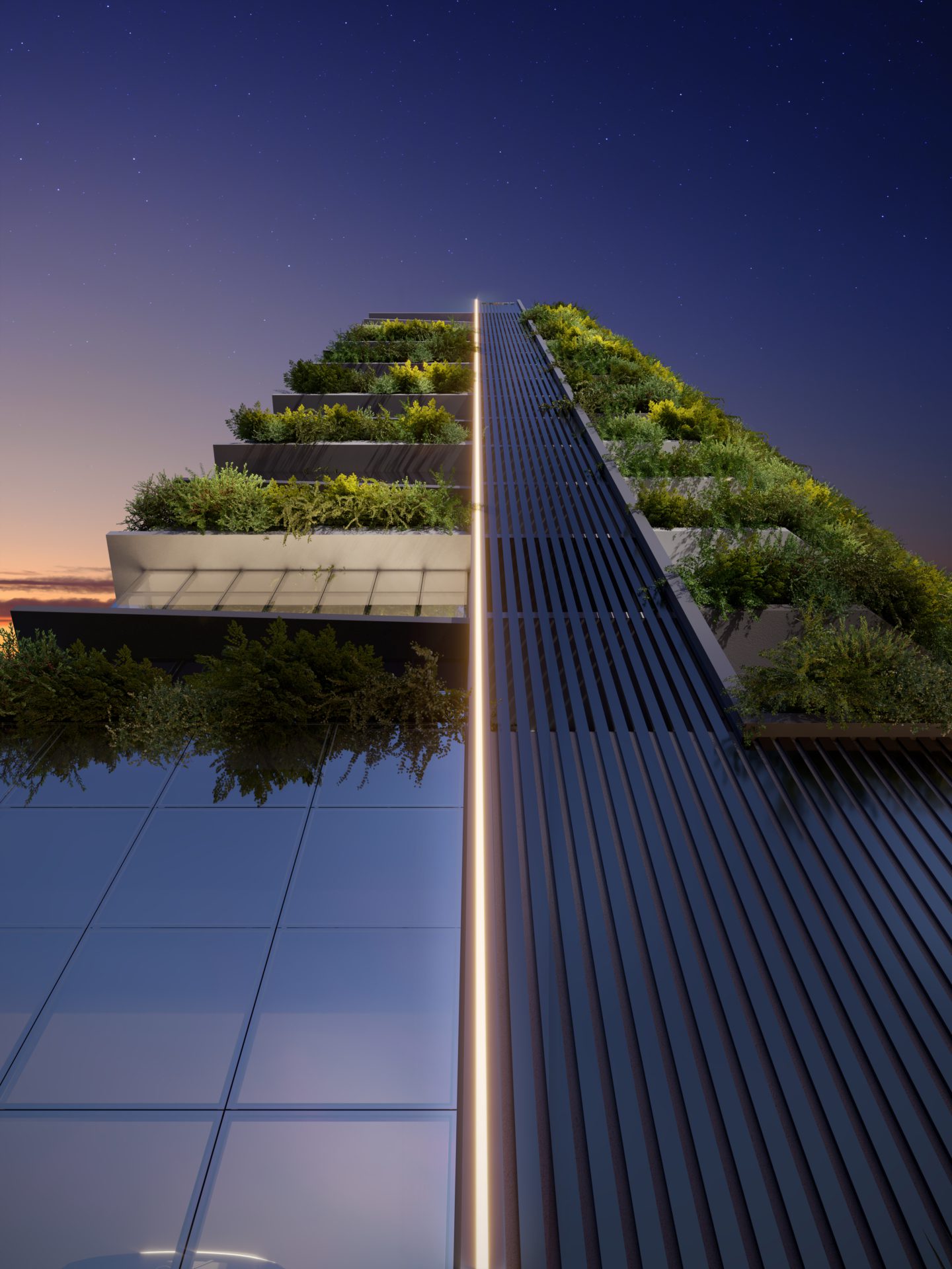 1 Close Geral Led Fachada Frente Final Brickell Business Mattos Incorporadora scaled - Rocccoimob Imobiliária em Bombinhas