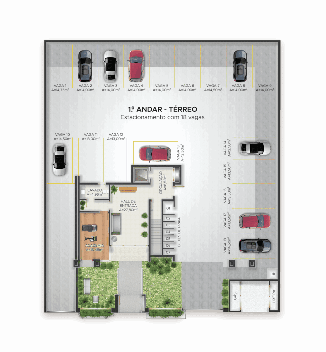 03 Planta Humanizada Tipo 2k - Roccoimob Real Estate en Bombinhas buriti planta baja - Rocccoimob Inmobiliaria en Bombinhas