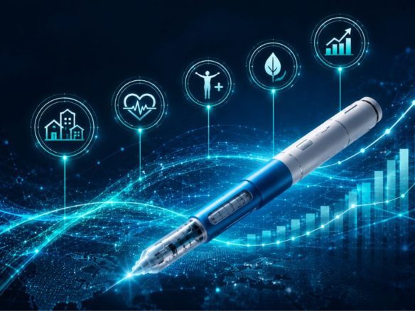 Stylo GLP 1 inspiré par Ozempic, représentant l’innovation dans la santé, la croissance économique et l’impact sur le marché immobilier - Rocccoimob Real Estate à Bombinhas