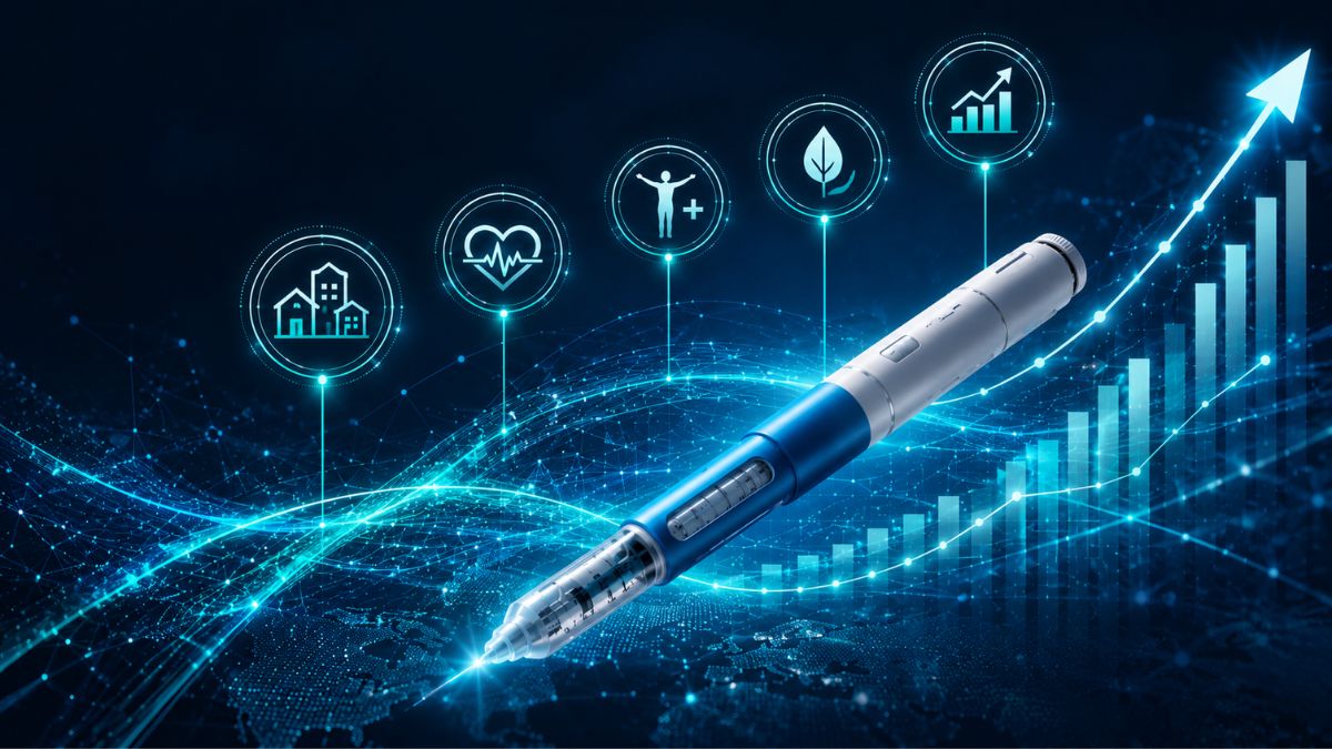 Stylo GLP 1 inspiré par Ozempic, représentant l’innovation dans la santé, la croissance économique et l’impact sur le marché immobilier - Rocccoimob Real Estate à Bombinhas
