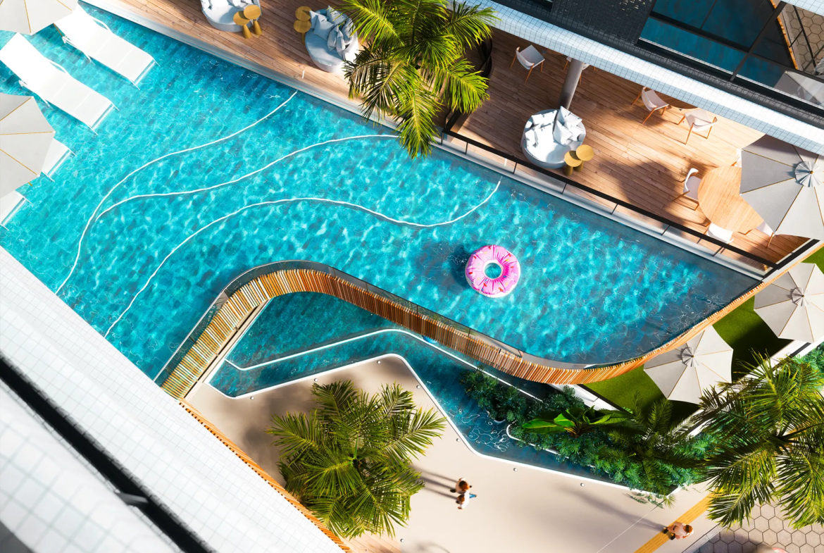 Piscina vista aérea - Rocccoimob Imobiliária em Bombinhas